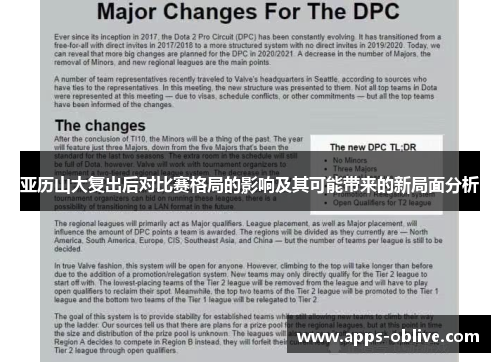 亚历山大复出后对比赛格局的影响及其可能带来的新局面分析